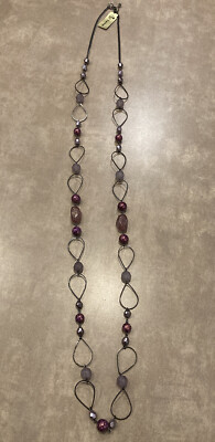 Premier Designs~ Purple Rhapsody Long Bead Necklace 48 Inch, New W Tag!