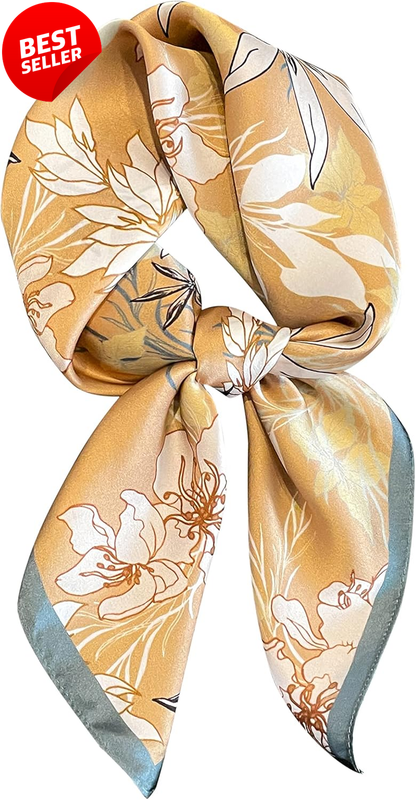100% Mulberry Silk 26" Square Scarf Women's Head Hair Scarf Neckerchief - US