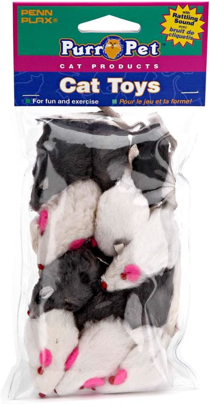 | Mixed Bag Of 12 Play Mice With Rattling Sound