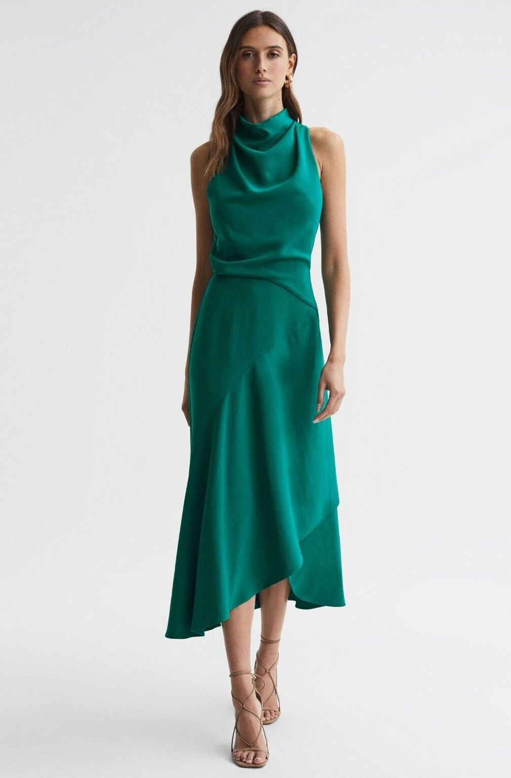 【海外限定】REISSドレス☆Kiera Textured Drape Midi Dress, Cr Reiss Kiera Textured Drape Midi Dress, Cream