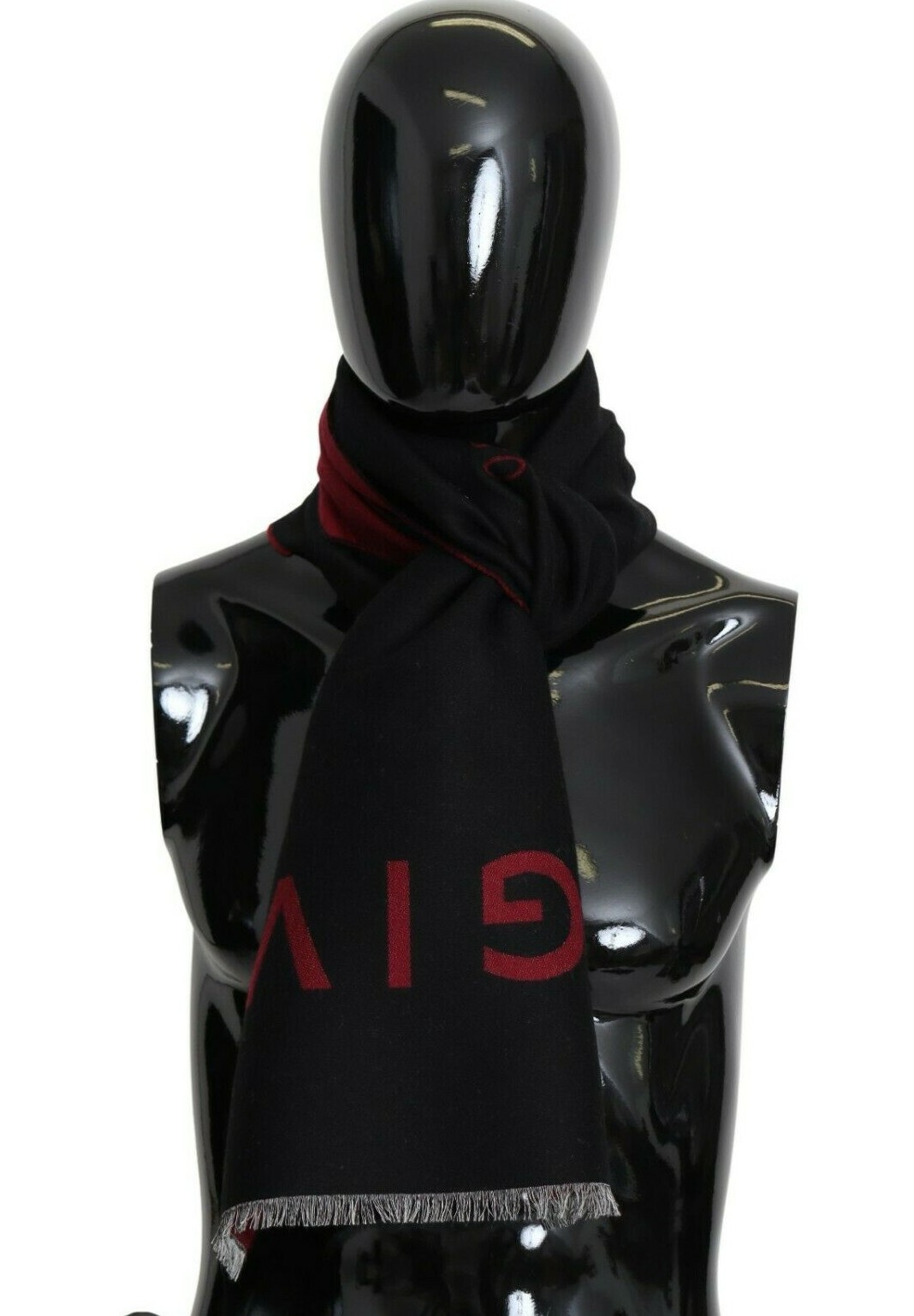 

GIVENCHY Paris Черно-Красный шерстяной шарф, шаль унисекс, зимняя теплая 160см x 35см, Черный