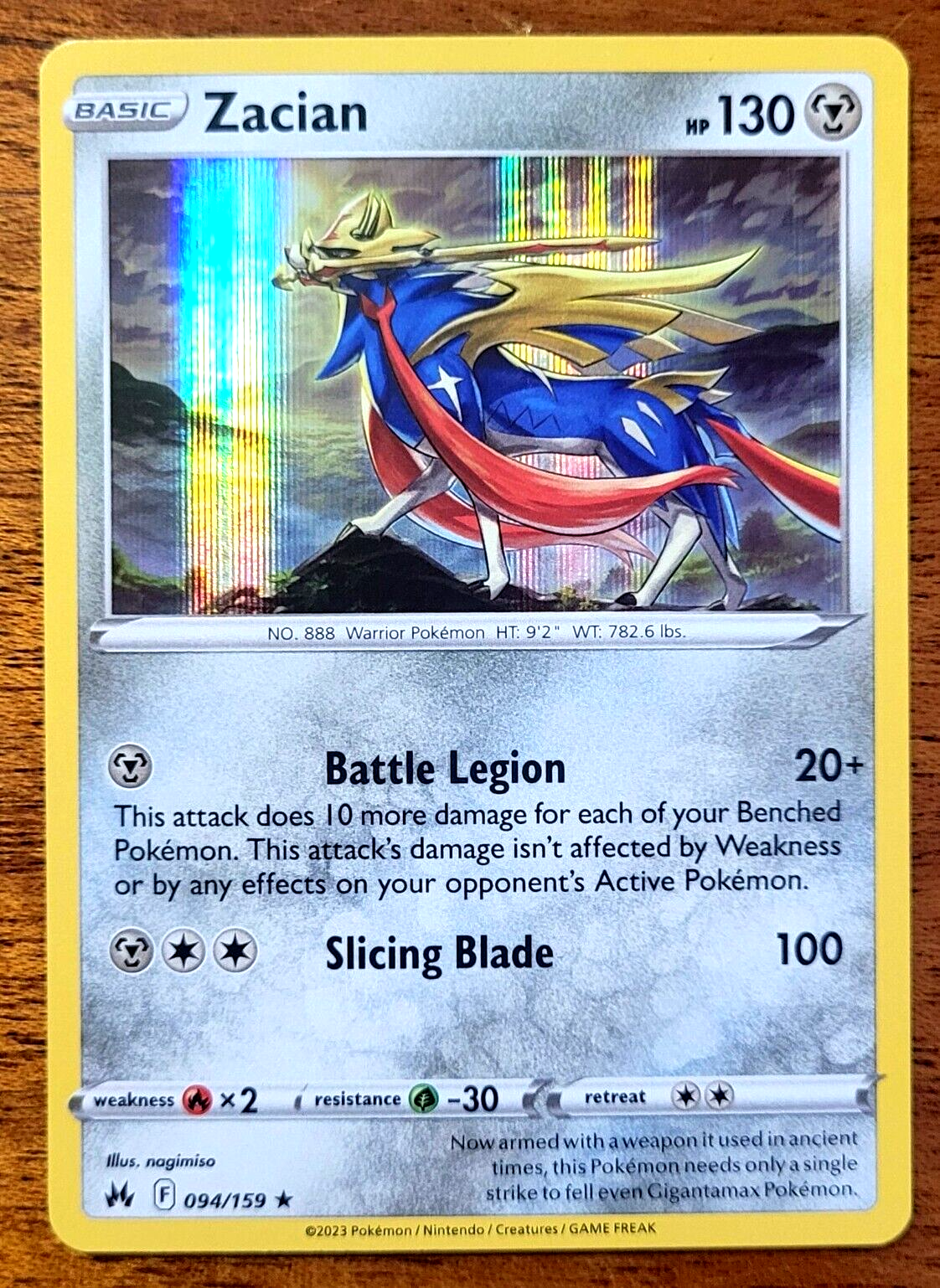 Pokémon TCG Zacian 094/159 -Holo Rare Crown Zenith -NM/M | eBay