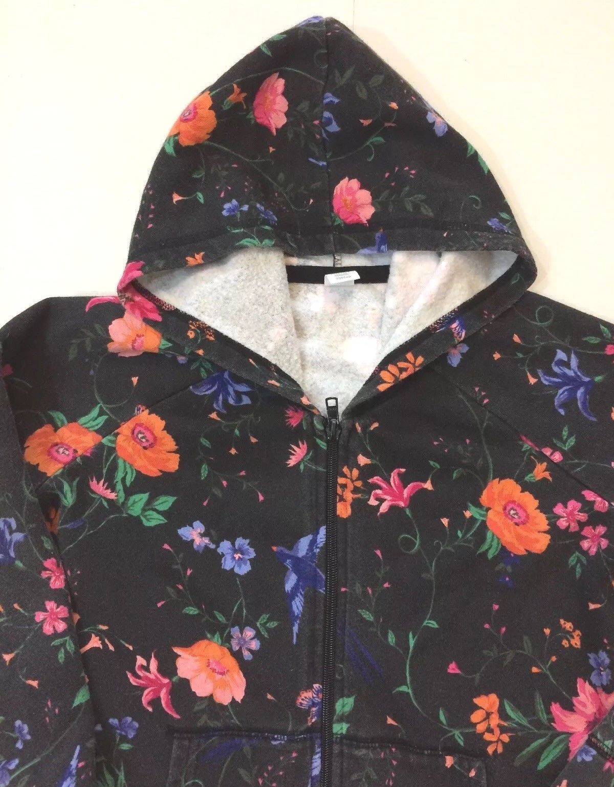 Old Navy Girls Zip Up Hooded Sweater Floral Size Large 10-12