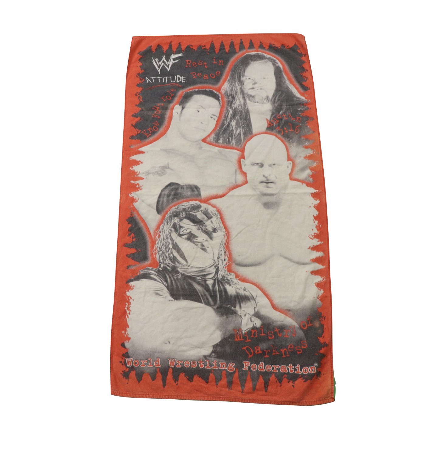 Vintage 90s WWF World Wrestling Federation Beach Towel The Rock Stone Cold Kane