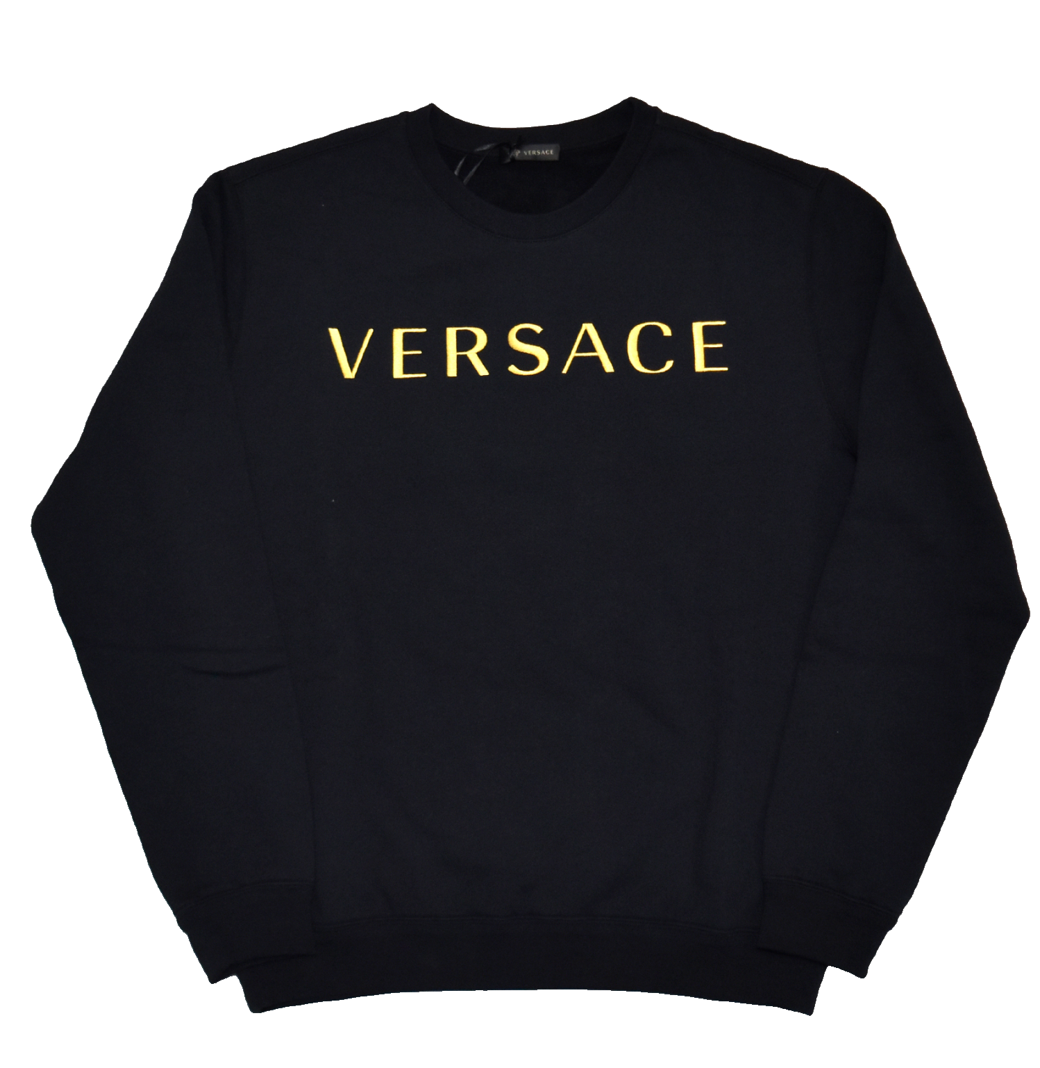 Pre-owned Versace Brushed Embroidery Logo Gold Sweater Sweatshirt Pullover Jumper Xl