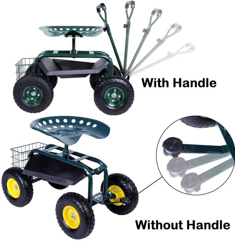 Garden Lawn Utility Cart Folding Outdoor Collapsible Gardening Wagon Work Seat