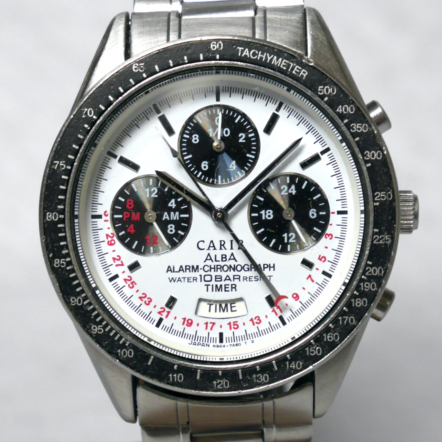 SEIKO ALBA CARIB ALARM CHRONOGRAPH 腕時計 SEIKO ALBA CARIB Watch N944 1992 White Pilot Chronograph Date Dual