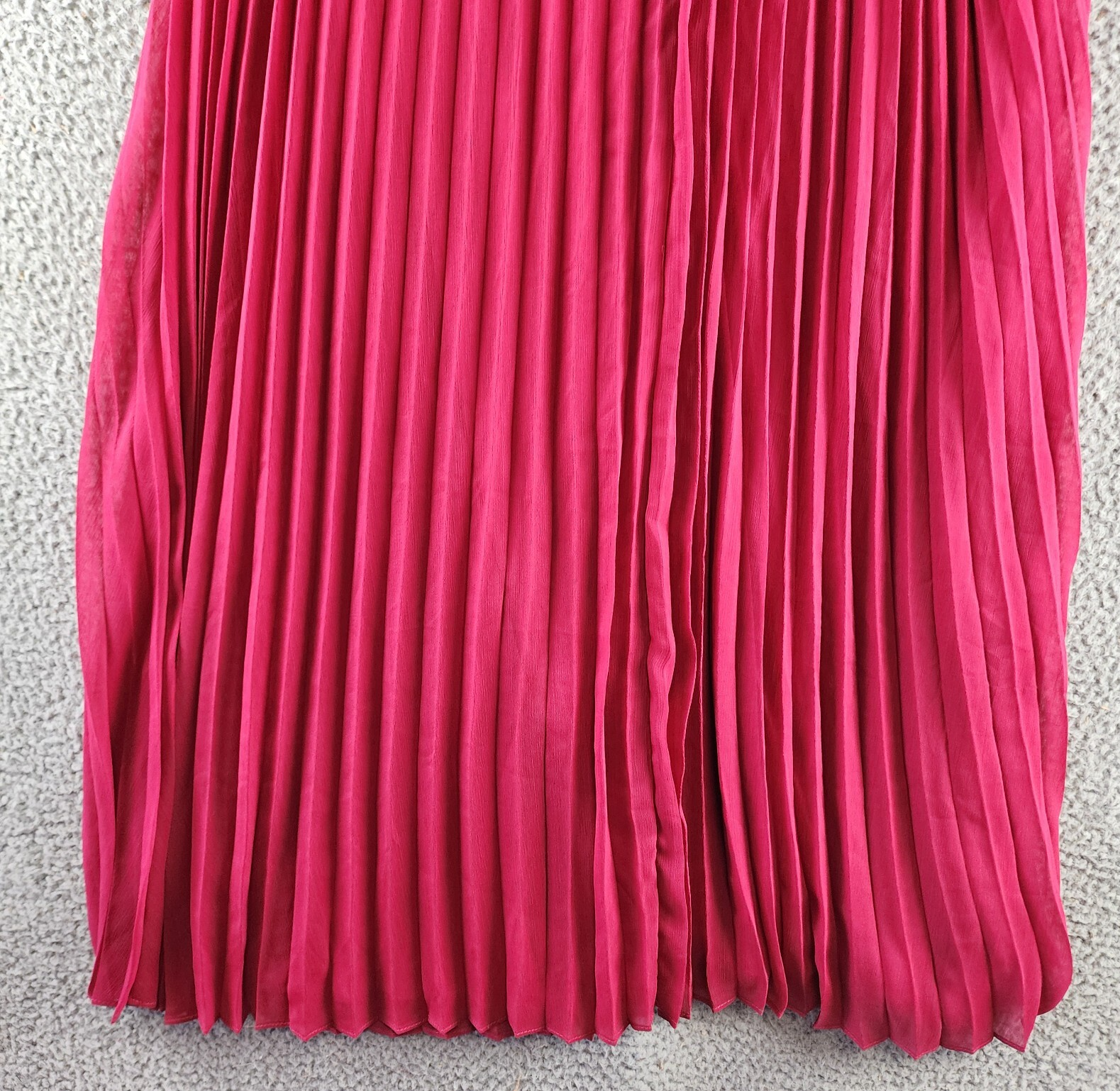 Adrienne Landau Onyx Pleated A Line Skirt Women's L Maroon Zipper Back Closure - Picture 14 of 15