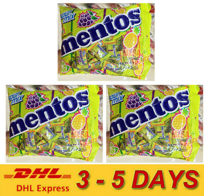 3 x 100Tablets Mentos Sour Mix Chewy Dragees Candy Pineapple Grape Lime 270g