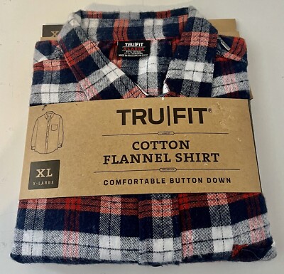 TRU FIT Cotton Flannel Shirt Size: XL   Comfy Button  Down