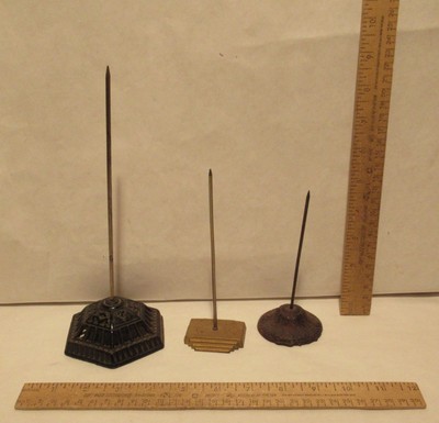 3 vintage RECEIPT SPIKES - Desk Top INVOICE HOLDER - listing number 2