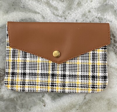 NEW IPSY September 2021 Envelope Glam Bag~Plaid Pouch~Snap Closure~Brand New