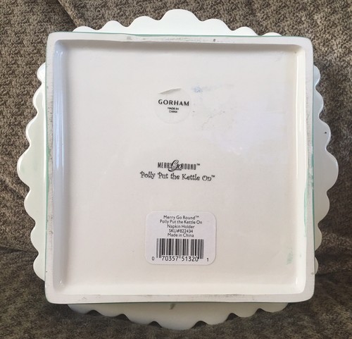 GORHAM MERRY GO ROUND Polly Put the Kettle On NAPKIN HOLDER 7.5x7.5”