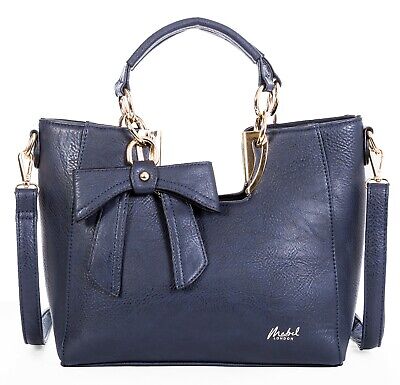 New Trendy Designer Boutique Faux Leather Medium Bow Top Handle Shoulder Handbag