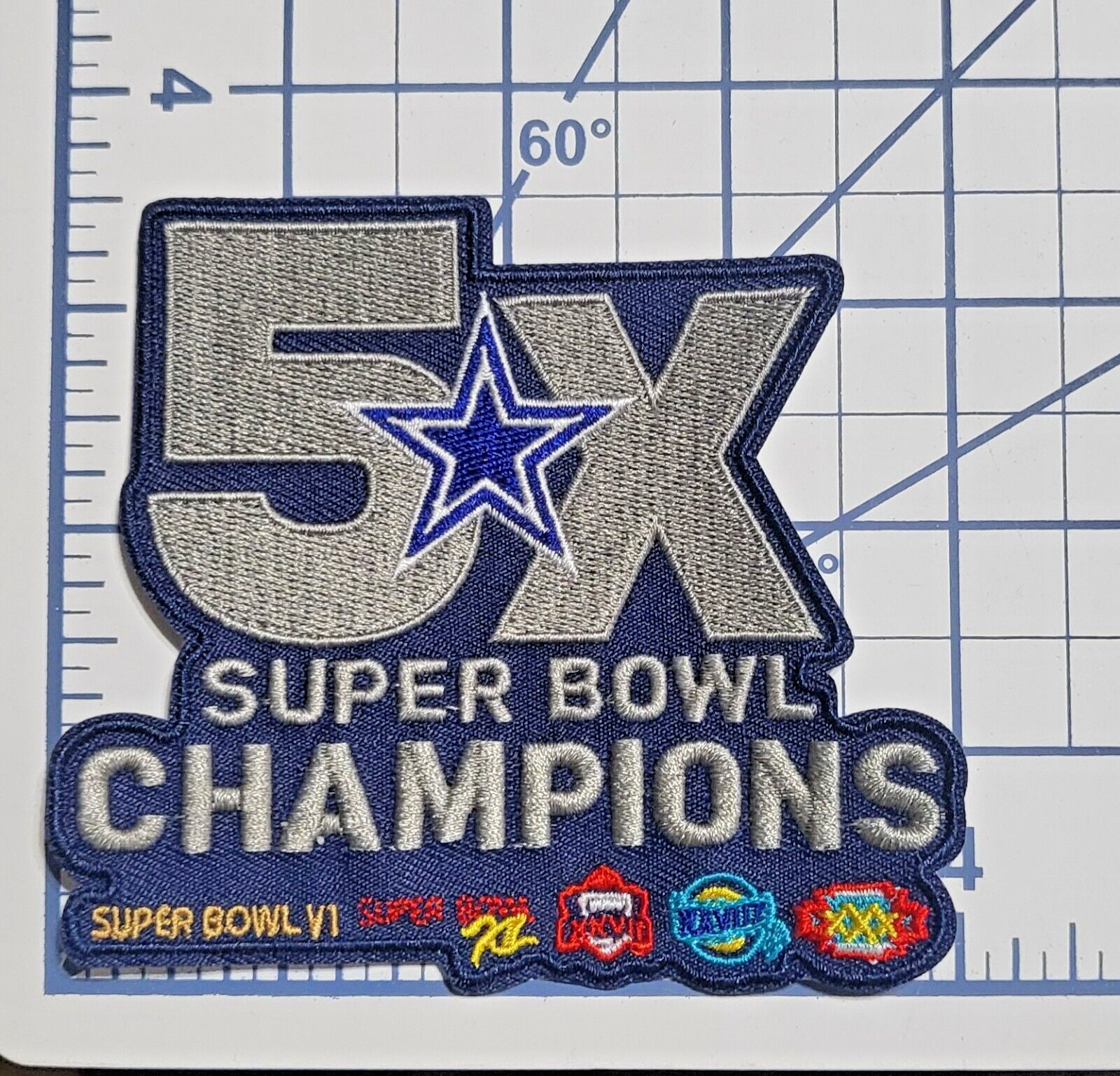 Dallas Cowboys 5X Super Bowl 3.5" Iron On Embroidered Patch ~Free Tracking!