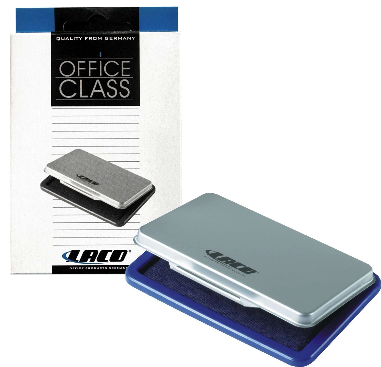 Blue LACO Metal Stamp Pad Inked or Un-Inked 5 Colurs Office Desk for Classic Stamp 2 Sizes