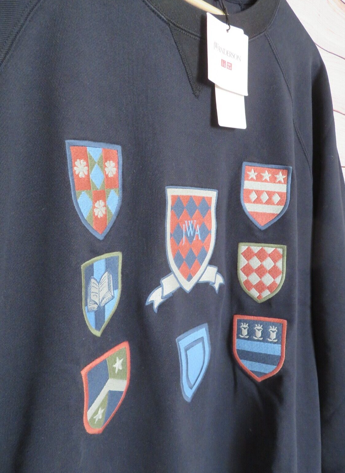 JW Anderson Uniqlo Men Sweatshirt Sweat Long Sleeve Shirt Navy S M L XL NWT