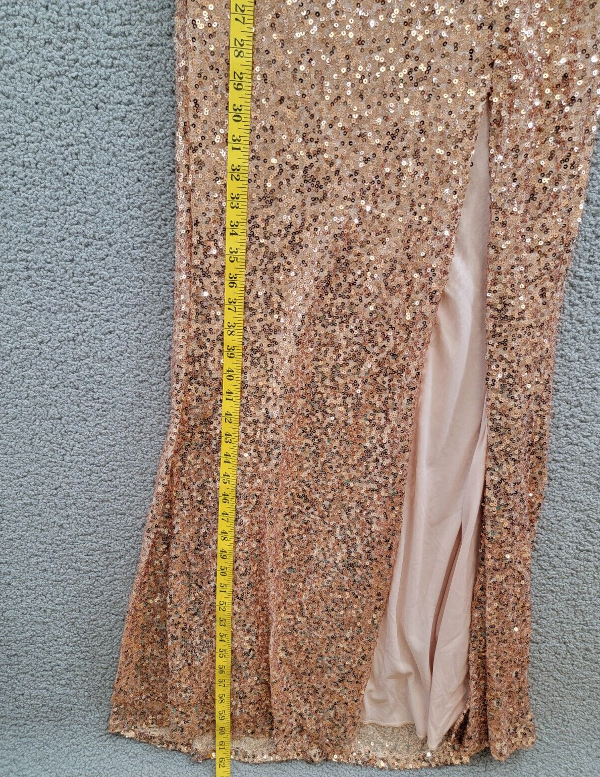 Emerald Sundae 2-Pc. Sequined Halter Dress Juniors L Rose Gold Back Zip Closure - Picture 8 of 18