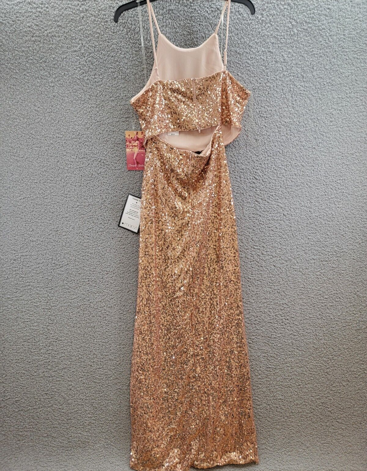 Emerald Sundae 2-Pc. Sequined Halter Dress Juniors L Rose Gold Back Zip Closure - Picture 12 of 18