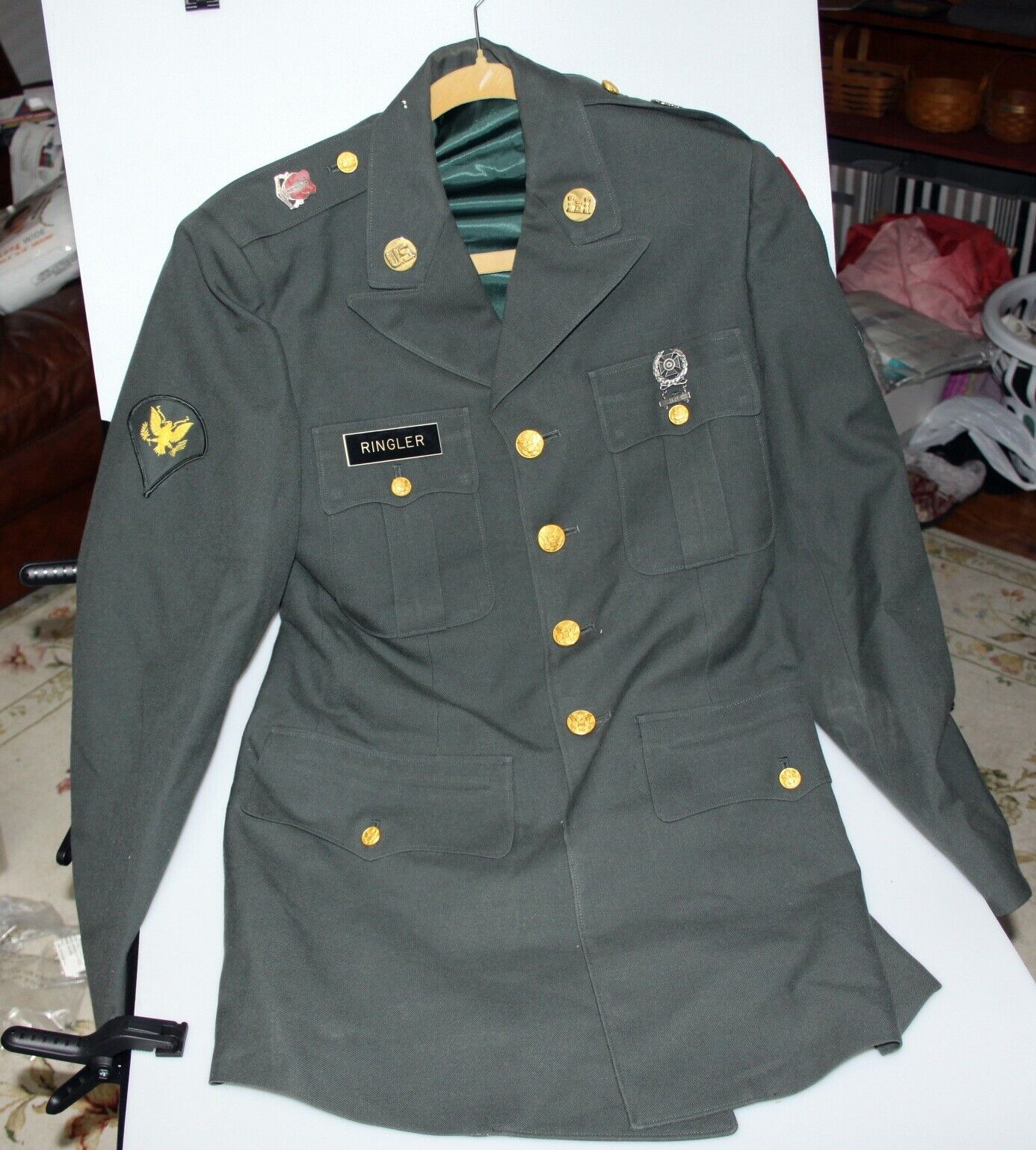 Vintage Military US Army Dress Uniform Coat Pants Belt and Vintage Military US Army Dress Uniform Coat Pants Belt and