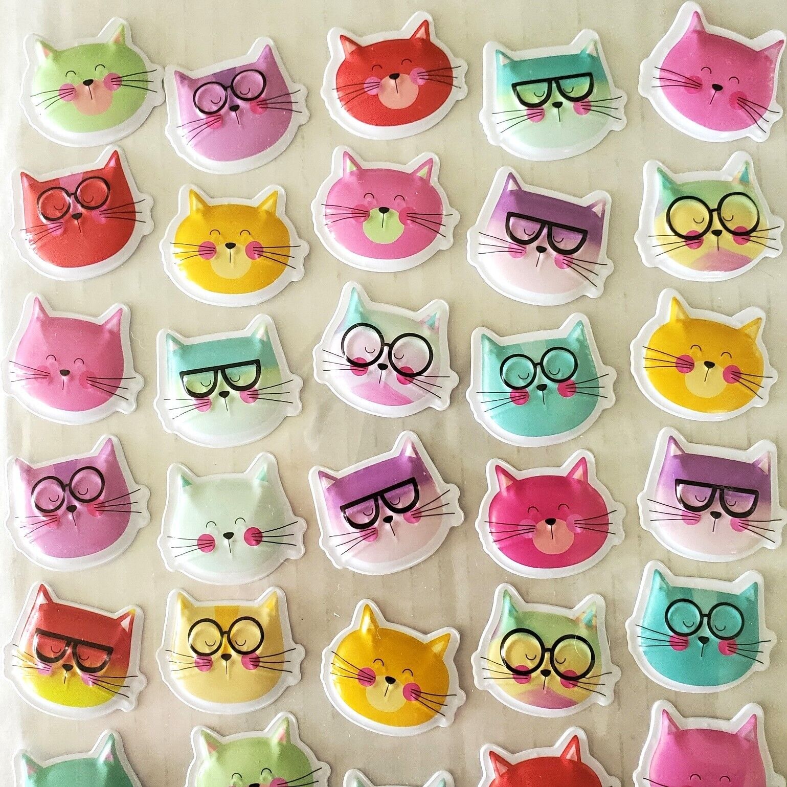 Puffy Sticker Lot Cats Robots Kittens Collecting Scrapbooking Junk Journal