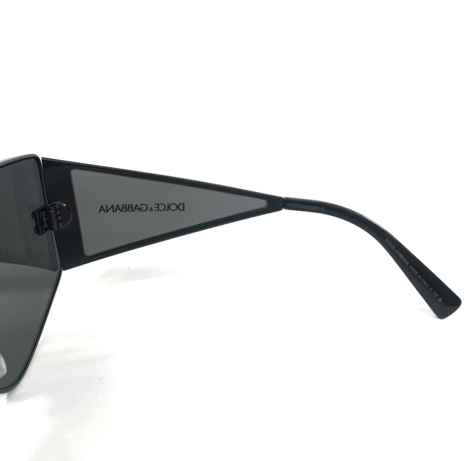 Pre-owned Dolce & Gabbana Sunglasses Dg2305 01/87 Shiny Black Shield Frames Dark Gray Lens