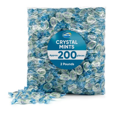 Arcor Crystal Mints Hard Candy - 2 Pounds Approx 200 Pieces - Blue Crystal Mi...