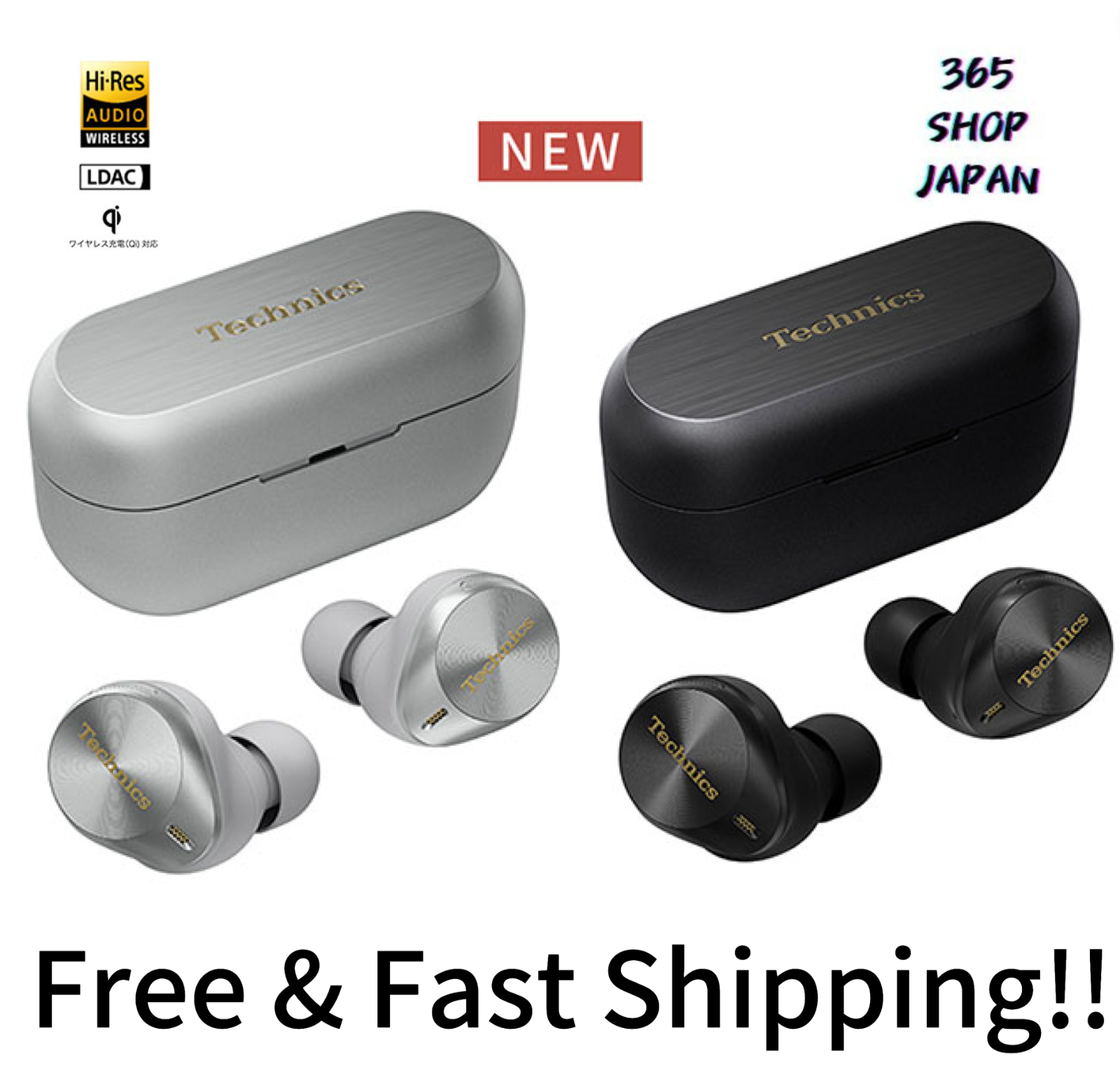 Technics EAH-AZ80 wireless Bluetooth earphone Silver Black 10mmDRV New Technics EAH-AZ80 wireless Bluetooth earphone Silver Black 10mmDRV New