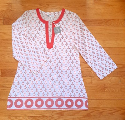 POMEGRANATE - MAVIS ANCHOR PINK- LIGHTWEIGHT V-NECK TUNIC TOP - SIZE: SMALL- NWT