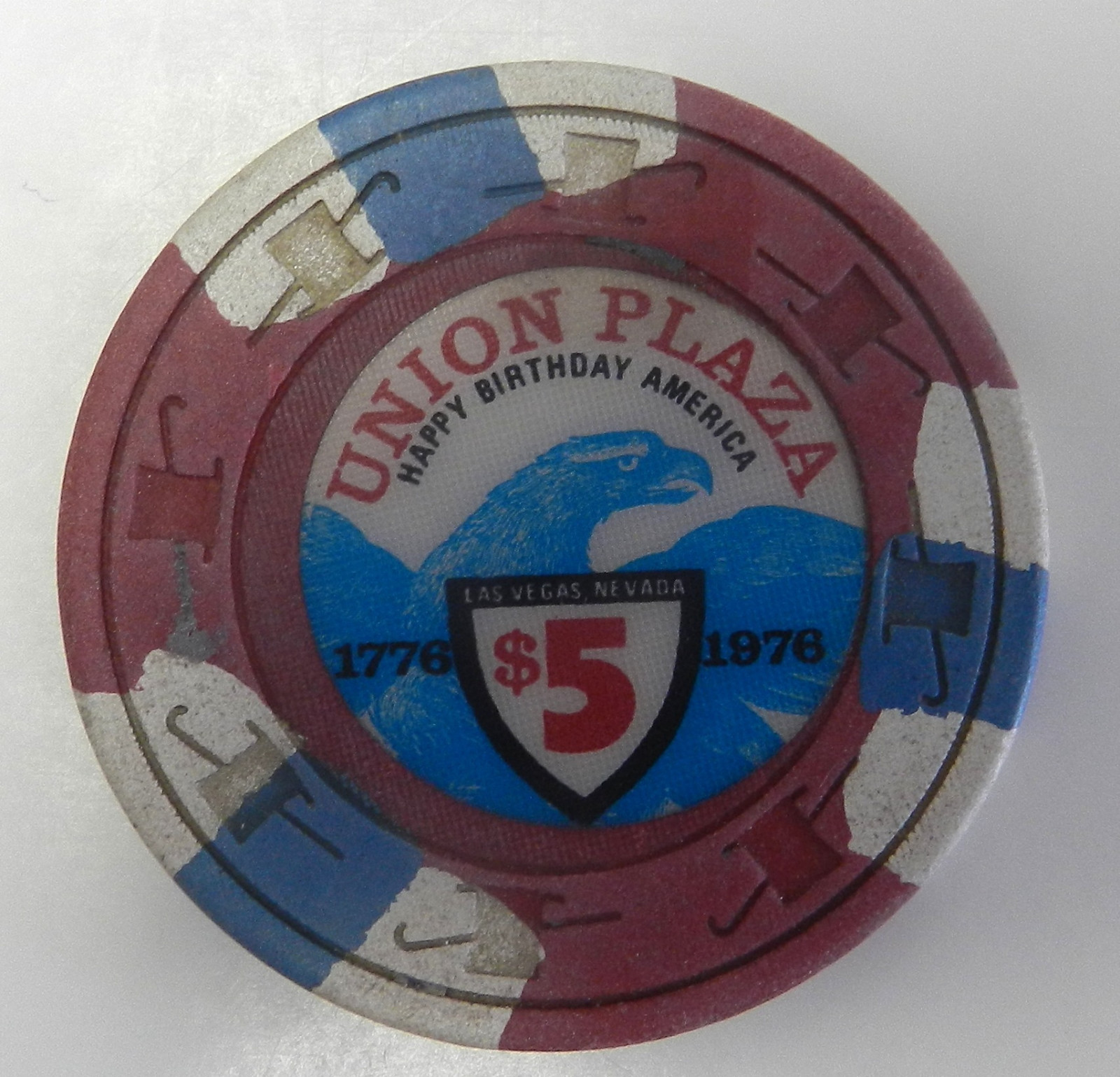 #24cc Union Plaza Bicentennial $5 Casino Chip Las Vegas Nevada 1776 1976