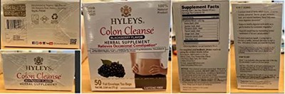 HYLEYS Tea Wellness Colon Cleanse Blackberry 50 Count 1 Pack