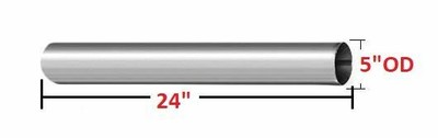 Straight Exhaust Pipe 5" inch OD and 24" long Stainless Steel