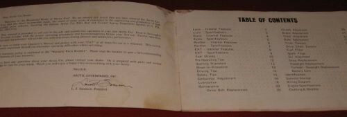 ORIGINAL1971 Arctic Cat Snowmobile Operators Manual