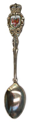 Tirol Austria Silverplate Souvenir Demitasse Spoon W/ Enamel Coat Of Arms 4 1/2''