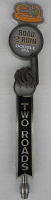 TWO ROADS BREWING CO ROAD 2 RUN DOUBLE IPA METAL BEER TAP HANDLE NEW 14 INCH