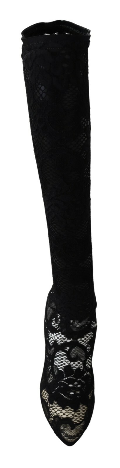 Pre-owned Dolce & Gabbana Pumps Black Taormina Lace Socks Boots Shoes Eu36 / Us5.5 $1300
