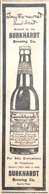 1920 Massachusetts Sports Page - Boston Burkhardt Prohibition Beverage Ad