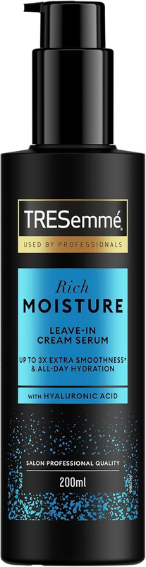 Tresemmé Rich Moisture Leave-In Cream Hair Serum Hair Treatment with Hyaluronic Acid for up to 3X Extra Smoothness* & All-Day Hydration 200 Ml