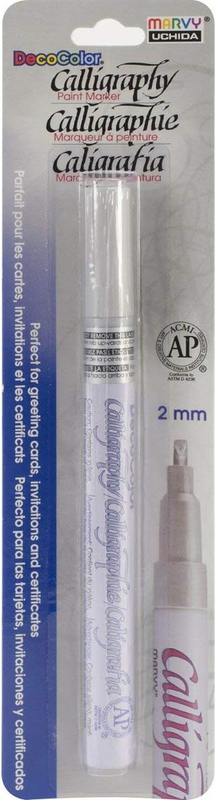125-C-SLV Marvy Chisel Point Pen Tip Calligraphy Paint Marker, Silver