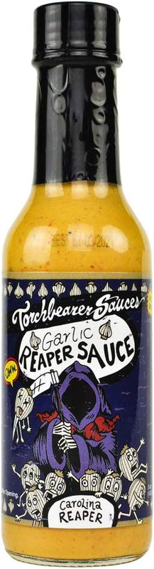 Torchbearer Sauces Garlic Reaper Sauce, 5 Ounces - Carolina Reaper Peppers - All