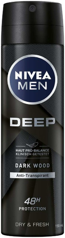 NIVEA MEN DEEP Dry  Fresh Deo Spray (150 ml), Antitranspirant für ein sauberes 