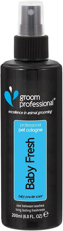 GROOM PROFESSIONAL Baby Fresh Dog Cologne Spray - Dog Perfume Spray - Dog Spray for Smelly Dogs - Familiar Baby Powder Dog Spray - Contains Chamomile to Soothe Sensitive Skin, 200Ml