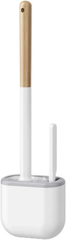 2 Pcs Silicone Toilet Brush and Holder Set, Toilet Brush with Soft Flat Bristles