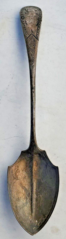ESTATE STERLING WHITING ANTIQUE ENGRAVED DRESSING SPOON-12 3/8"-FREE USA SHIP