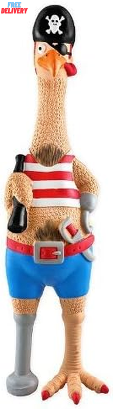 Durable Latex Chicken Dog Toy, Large - Ruffin' It Captain Jack