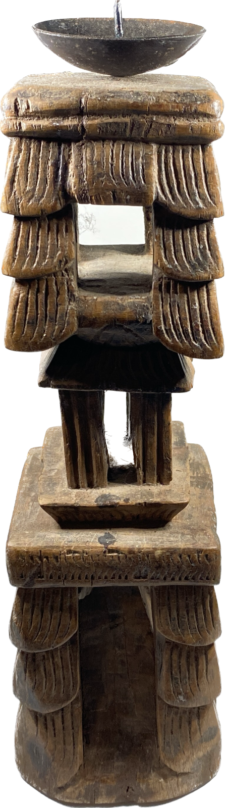 Candle stick hand carved OOAK vintage Indian table leg tall pillar holder