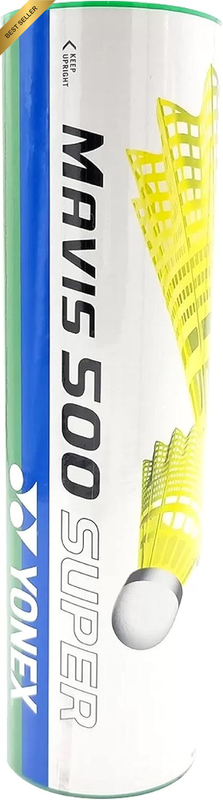 Mavis 500 Super Nylon Shuttlecock Made in Japan - Pack of 6 (Yellow)
