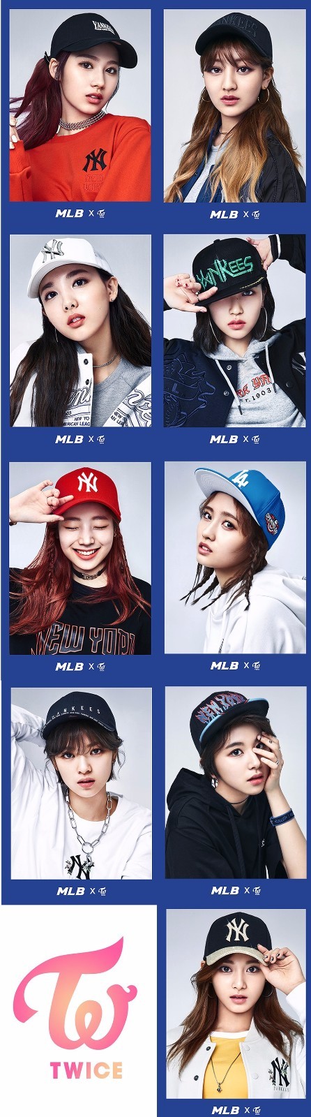 Limited Edition Twice X Mlb Photocards Blue Red Set