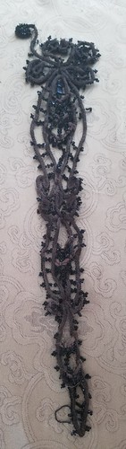 Antique Beaded Trim Flapper Black Appliqué Embellishment Beads Salvage A38