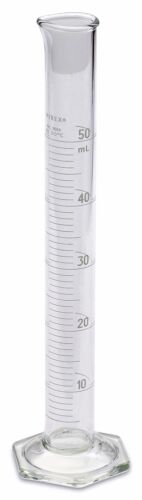Corning Pyrex® #3024 Single Metric Scale, Glass Graduated Cylinder, 50ml - Each 